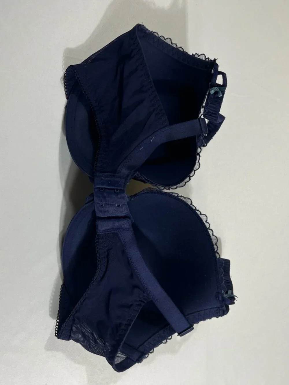 Marks & Spencer Navy Blue Lace Trim Bra & Panty Lingerie Set 36DD / UK‎ 14